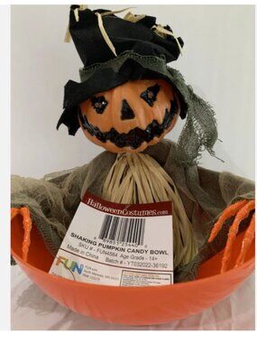 Candy Bowl With Animated Shaking Scarecrow/pumpkin (laughs), Eyes Light Up